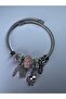 Model Silver Steel Bracelet with Pink Cat Figure