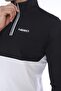 Men's Navy Blue White Diving Fabric Half Zip Slim Fit Tracksuit Set - 8