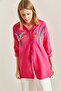 Women's Fuchsia Sequin Palette Embroidered Linen Ayrobin Shirt 40821015 - 4