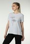 Women's Printed Short Sleeve Back Oval Crew Neck T-shirt Snow Melange - 4