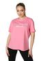 Women's Printed Short Sleeve Crew Neck Oversize Oversize T-shirt Pink