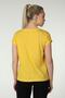 Women's Printed Short Sleeve Back Stitching Crew Neck T-shirt Yellow - 2