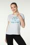 Women's Printed Short Sleeve Back Stitching Crew Neck T-shirt Snow Melange - 4