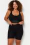Black Short Length High Waist Knitted Plus Size Leggings Tbbss23Bv00001 - 2