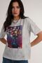 Women's Gray Floral Patterned Batik T-Shirt P21s201-2661