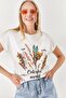 Women's Ecru Furry Printed T-shirt TSH-19000125 - 3