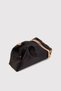 Black Women's Satin Fabric Chain Shoulder Bag - 4