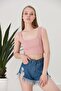 Women's Pink Strappy Crop Top Blouse - 2