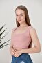 Women's Pink Strappy Crop Top Blouse - 4