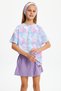 Girl's 100% Cotton Combed Cotton Shorts T-shirt Bandana 3-Piece Top and Bottom Set - Sports Comfortable Collection 22 - 5