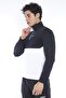 Men's Navy Blue White Diving Fabric Half Zip Slim Fit Tracksuit Set - 5