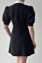 Atlas Fabric Wide Jacket Collar Short Sleeve Black Jacket Dress 154 - 3