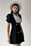 Atlas Fabric Wide Jacket Collar Short Sleeve Black Jacket Dress 154 - 6