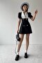 Atlas Fabric Wide Jacket Collar Short Sleeve Black Jacket Dress 154 - 8