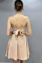 Women's Wheat Color Dress with Tie Back and Low Cut Back