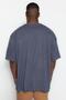Büyük Beden Antrasit Oversize/Geniş Kesim %100 Pamuklu T-Shirt TMNSS23TS00139 - 12