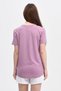 Women's Printed Short Sleeve Back Oval Crew Neck T-shirt Purple - 4