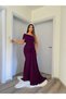Flexible Fabric One Shoulder Side Train Detailed Purple Color Evening Dress and Graduation Dress 582108 684