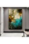Gold and Sea Blue Abstract Decorative Canvas Wall Painting - 2