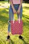Canvas Shoulder Bag-Environmentally Friendly - Red - White Leaf Pattern on It-Wolo - 2