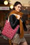 Canvas Shoulder Bag-Environmentally Friendly - Red - White Leaf Pattern on It-Wolo - 3