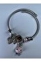Model Silver Pink Steel Bracelet with Rabbit Figure - 2