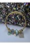 Model Gold Steel Bracelet with Blue Flower Figure - 2