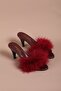 Satin Heeled Furry Bridal Slippers