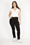 Women's Black Large Size Lycra 5 Pocket Jeans 65n36125