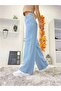 Morena Ice Blue Power Lycra Super High Waist Loose Jeans Palazzo Pantolonfrango - 2