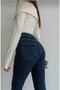 Women's Navy Blue Super High Waist Lycra Flare Spanish Denim Trousers Jeansfrango - 2