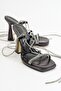 Mezzo Metallic Black Women's Heeled Sandals