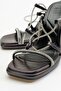 Mezzo Metallic Black Women's Heeled Sandals - 2