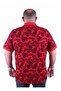 Large Size Polo Neck T-Shirt Hawaiian Pattern 23412 Red - 2
