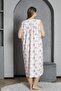 Zero Sleeve Button Collar 100% Cotton Combed Plus Size Mother's Nightgown - 4
