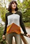 Women's Color Blocked Khaki Sweater - 4