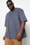 Büyük Beden Antrasit Oversize/Geniş Kesim %100 Pamuklu T-Shirt TMNSS23TS00139 - 7