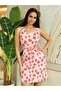 فستان أحمر بنمط الفراولة - 3