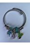 Model Silver Steel Bracelet with Lilac Rabbit Figure