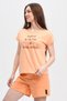Women's Printed Short Sleeve Back Seam Crew Neck T-Shirt Salmon - 4