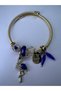 Gold Steel Bracelet Navy Blue Flamingo Figured