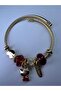 Gold Steel Bracelet with Red Cat Figure