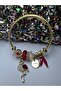 Model Gold Steel Bracelet with Red Flamingo Figure - 2