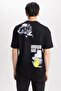 Comfort Fit Crew Neck Back Printed 100% Cotton T-Shirt - 6