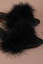 Satin Square Heeled Furry Bridal Slippers - 4