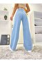 Morena Ice Blue Power Lycra Super High Waist Loose Jeans Palazzo Pantolonfrango - 3