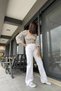 90's White Lycra Super High Waist Loose Jeans Palazzo Trousers(super High) Wide Legfrango - 5