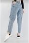 Women's Light Blue Snow Wash High Waist Mom Jeansfrango - 3
