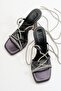 Mezzo Metallic Black Women's Heeled Sandals - 4