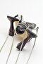 Mezzo Metallic Black Women's Heeled Sandals - 5
